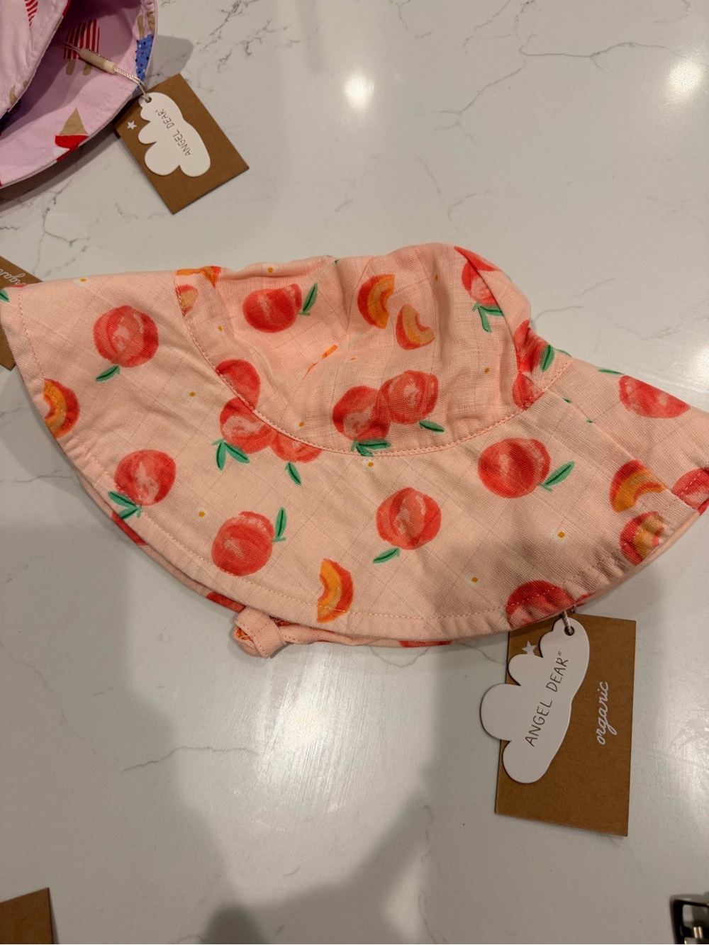 Angel Dear Peach Print Pink Bucket Sun Hat